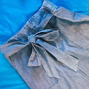 DENIM SKIRT, 10, & COORDINATED  RUFFLED TOP, M., COTTON